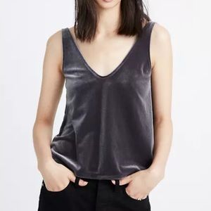 Madewell Charcoal Velvet V-Neck Tank Top!